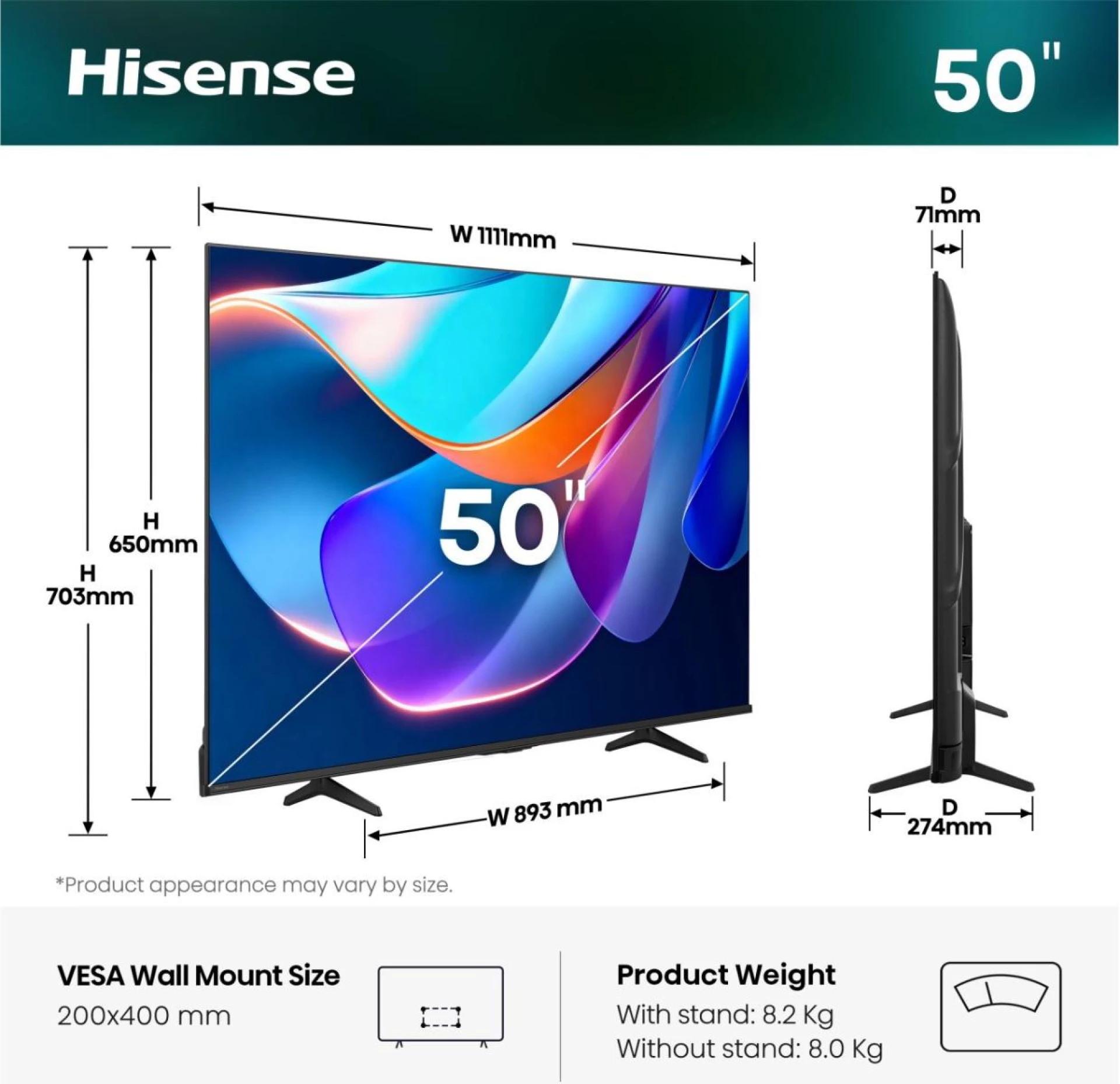 HISENSE TV LED 50A6S