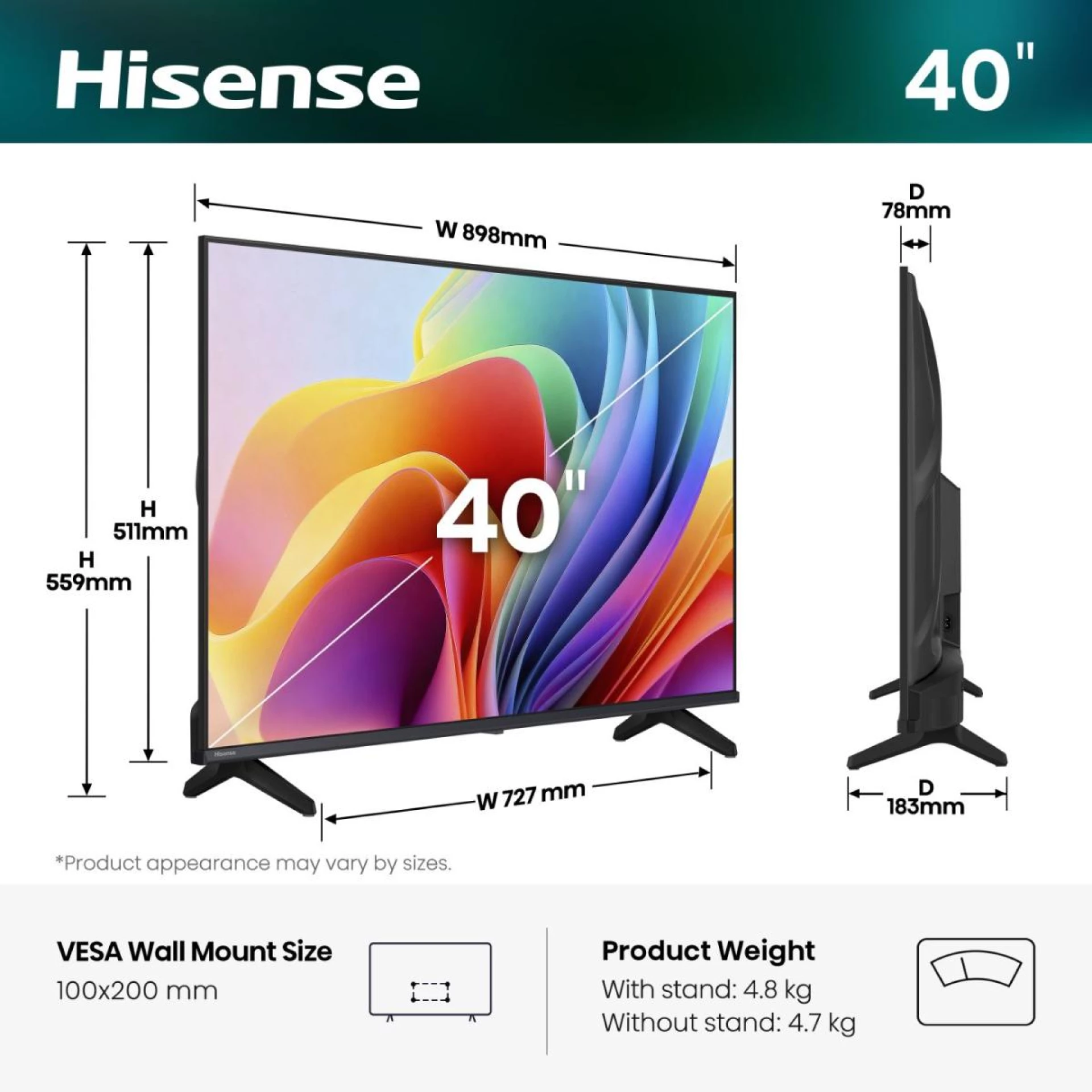 HISENSE TV LED 40A4S